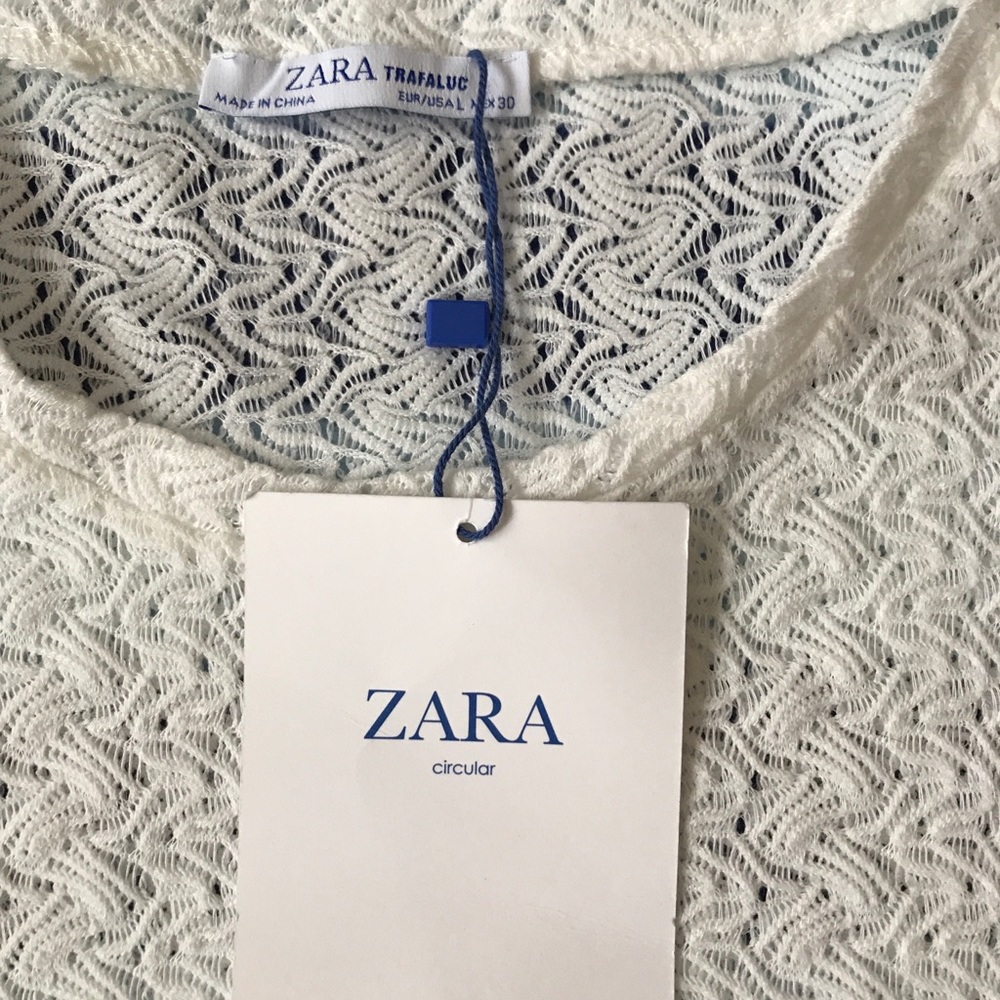 ZARA circular Trafaluc White Top Juniors Large - Picture 4 of 5